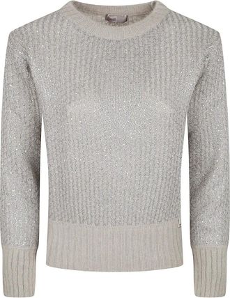 Herno Round-neck Knitwear, female, Gray, M, Resort Jumper in Shiny Alpaca Wool
