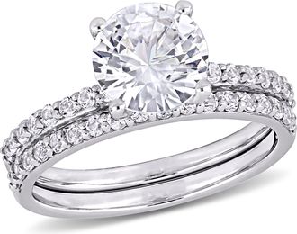 Mimi & Max 3 1/10ct TGW Created White Sapphire Bridal Ring Set in 10k White Gold