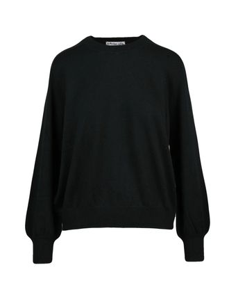 Ballantyne Crewneck Pullover Sweater with Puff Sleeves in Cashmere
