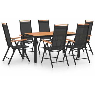 vidaXL Juego De Comedor Para Jard&iacute;n De 7 Piezas Aluminio Negro Vidaxl