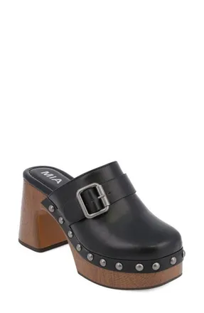 Mia Larina Faux Leather Platform Clog in Black at Nordstrom, Size 8.5