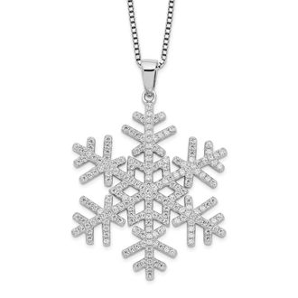 Diamond2Deal Sterling Silver 205 Stone Cubic Zirconia Snowflake Necklace 18