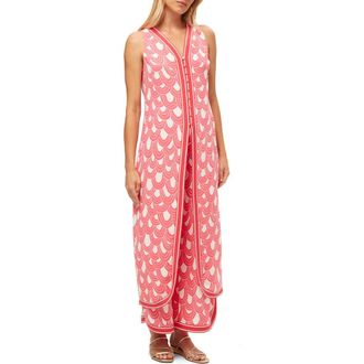 Trina Turk Slice Printed Tunic Top in Coral Crush/whitewash at Nordstrom, Size Medium