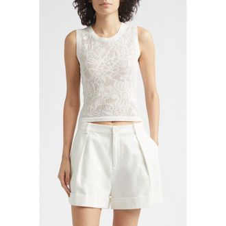 Toccin Lettie Pointelle Knit Tank in Optic at Nordstrom, Size Large
