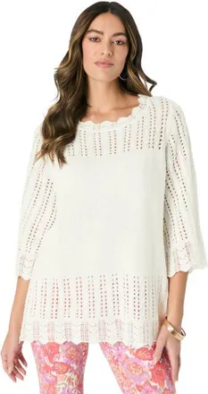 Roaman's Pointelle Pullover Sweater in Ivory at Nordstrom, Size Medium
