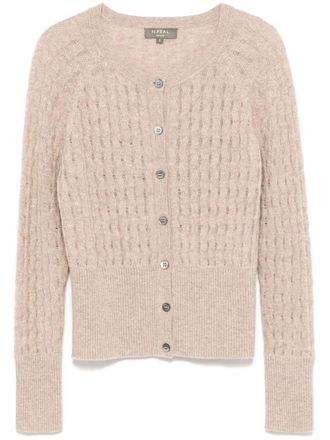 N.Peal Moving Rib cardigan - women - Organic Cashmere - L - Brown