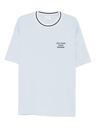 Dr&ocirc;le de Monsieur slogan sport ringer T-shirt - Blue