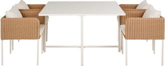 Maisons du monde Conjunto de mesa y 4 sillas de jard&iacute;n de metal crudo y resina beige