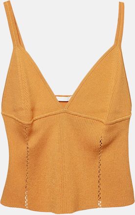 Jonathan Simkhai Jonathan Simkhai Brown Rib Knit Cut-Out Detail Crop Top
