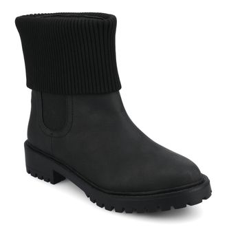 Journee Collection Journee Womens Isabeau Medium and Wide Width Knit Collar Chelsea Boots