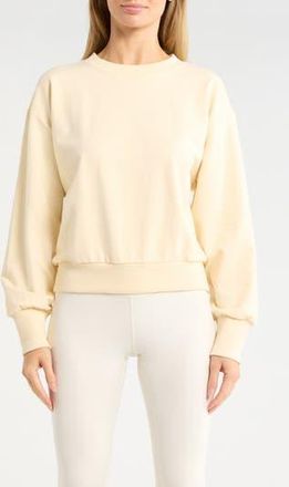 Zella Relay Terry Crewneck Sweatshirt in Yellow Buttercream at Nordstrom Rack, Size X-Large