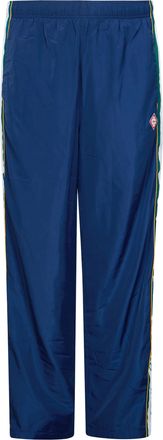 Casablanca Relaxed Fit Deep Blue Polyester Pants with Side Stripes