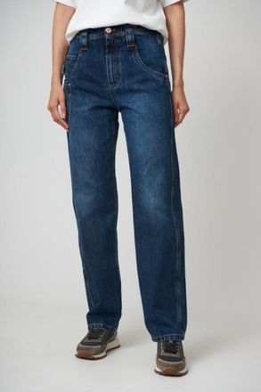 Brunello Cucinelli WomenS Deep Blue Denim Straight Leg Pants, Size 12