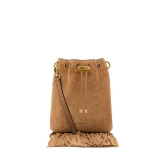 Jimmy Choo London Camel Suede Bon Bon Bucket Bag
