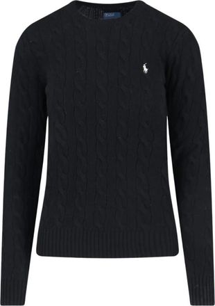 Ralph Lauren Pullover met kabelsteek - Dames - Ronde hals truien - Zwart - S - Wol - Truien & Vesten