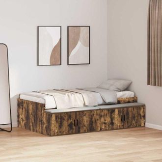 vidaXL Cama Con Almacenamiento Roble Ahumado 90 X 200 Cm Vidaxl