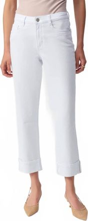 Joseph Ribkoff Embellished Hem Slim Fit Cropped Jeans In White