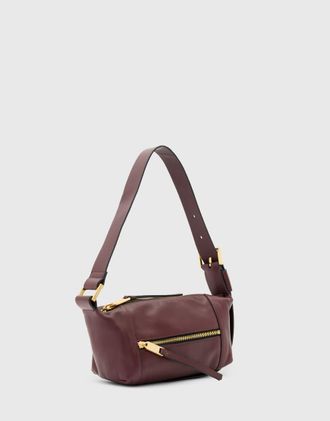 AllSaints Vega - Borsetta a tracolla in pelle bordeaux-Rosso