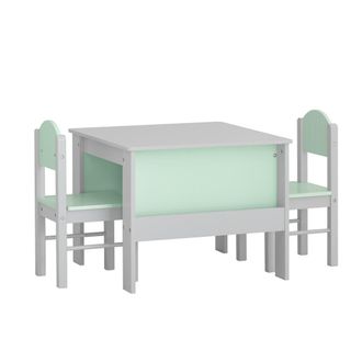 SoBuy Sobuy - Juego De Mesa Y Silla Infantil De Madera Escritorio Infantil Con 2 Sillas Muebles Infantiles Para Ni&ntilde;os Verde Y Gris Kmb88-hg Es