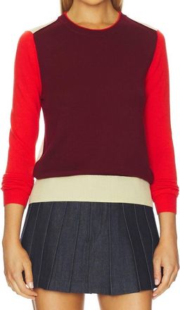 Rag & Bone Taron Colorblock Crew Top In Burgundy Multi