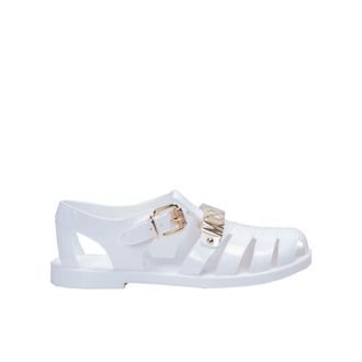 Moschino Schoenen, Dames, Wit, 38 EU, Metallic Letters Jelly Sandal