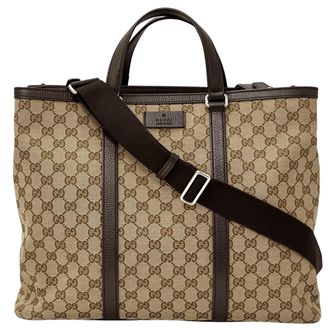 Gucci Beige Brown Gg Canvas Handbag Shoulder Bag Tote Bag (Pre-Owned)