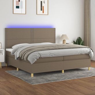 vidaXL Vidaxl - Cama Box Spring Colch&oacute;n Y Luces Led Tela Gris Taupe 200x200 Cm
