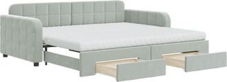 vidaXL Sof&aacute; Cama Nido Con Cajones Terciopelo Gris Claro 90x190 Cm Vidaxl