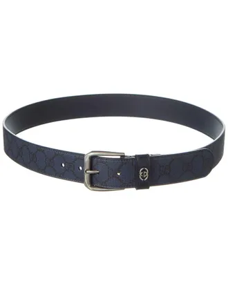 Gucci Interlocking G Detail Gg Supreme Canvas & Leather Belt
