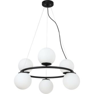 OEM L&aacute;mpara Colgante Aura Negra 6 Pantallas Planas Blancas E14