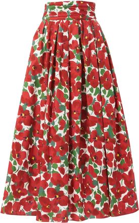 Carolina Herrera Gonna midi Cummerbund - Rosso