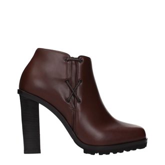 Max Mara Brown Leather Ankle Womens Boots