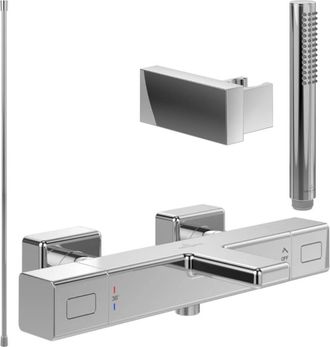 Villeroy & Boch Villeroy&boch - Pack Mezclador Termost&aacute;tico De Ba&ntilde;era Villeroy Et Boch Universal Grifer&iacute;a Cuadrado Cromo Con Set