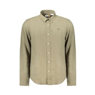 Timberland Groene Slim Fit Shirt met Logo - Heren - Casual Overhemden - Groen - S - Katoen - Overhemden