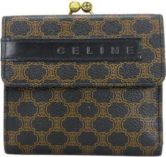 Celine Macadam Black Brown Pvc Leather Wallet (Tri-Fold) (Pre-Owned)