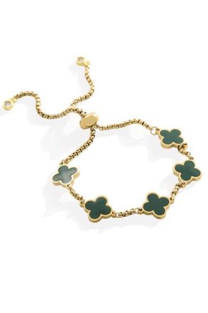 Mint & Lily Clover Enamel Bracelet in Green Enamel at Nordstrom