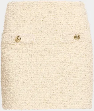 Balmain Fringed Tweed Knit Mini Skirt