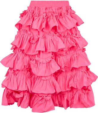 Red Valentino Gelaagde rok met ruches - Dames - Midirokken - Roze - 2XS - Polyester - Rokken