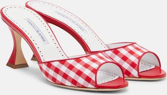 Manolo Blahnik Mules Jadara a cuadros vichy con piel