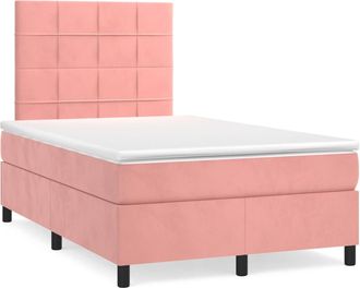 vidaXL Vidaxl - Cama Box Spring Con Colch&oacute;n Terciopelo Rosa 120x190 Cm