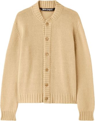 Palm Angels curved-logo wool-blend cardigan - men - Wool/Polyamide - S - Neutrals