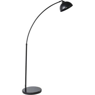 Beliani Floor Lamp Black Marble Base Metal Frame Adjustable Shade Arc Modern Style Living Room Bedroom CAGAYAN