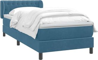 vidaXL Cama Box Spring Con Colch&oacute;n Terciopelo Azul Oscuro 80x210 Cm Vidaxl