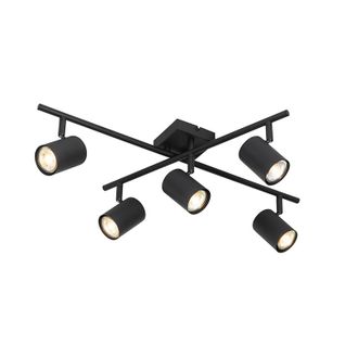 QAZQA Qazqa - Moderno Plaf&oacute;n Moderno Negro 5 Luces Regulables Cuadrado - Jeana Acero Cuadrada Adecuado Para Led Max. 5 X 7 Watt
