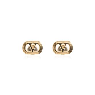 Valentino Garavani Ovalette Metalen Oorbellen - Dames - Oorbellen - Geel - ONE Size - Leer - Accessoires