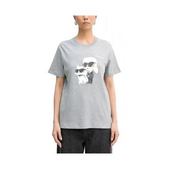 Karl Lagerfeld Dames, Tops, Grijs, Maat: S Katoen