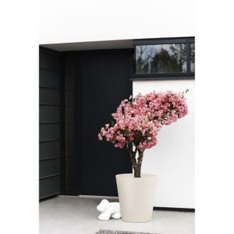 ELHO Maceta De Flores Pure Straight Redonda 50 - Blanco Lino - &Oslash; 49.5 X H 51 Cm - 100% Reciclado