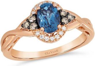 Le Vian Tranquility 14K Rose Gold 0.88 Ct. Tw. Diamond & London Blue Topaz Cocktail Ring