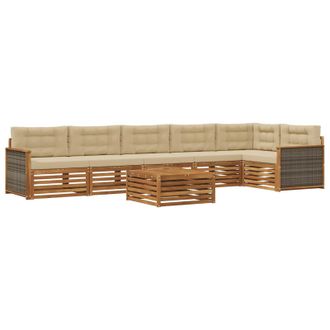 vidaXL Conjunto De Sof&aacute;s De Exterior Con Coj&iacute;n 7 Pcs Natural Y Beige Vidaxl
