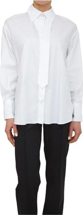 Elisabetta Franchi Shirt met Strikdetail - Dames - Overhemden - Wit - XS - Katoen - Overhemden